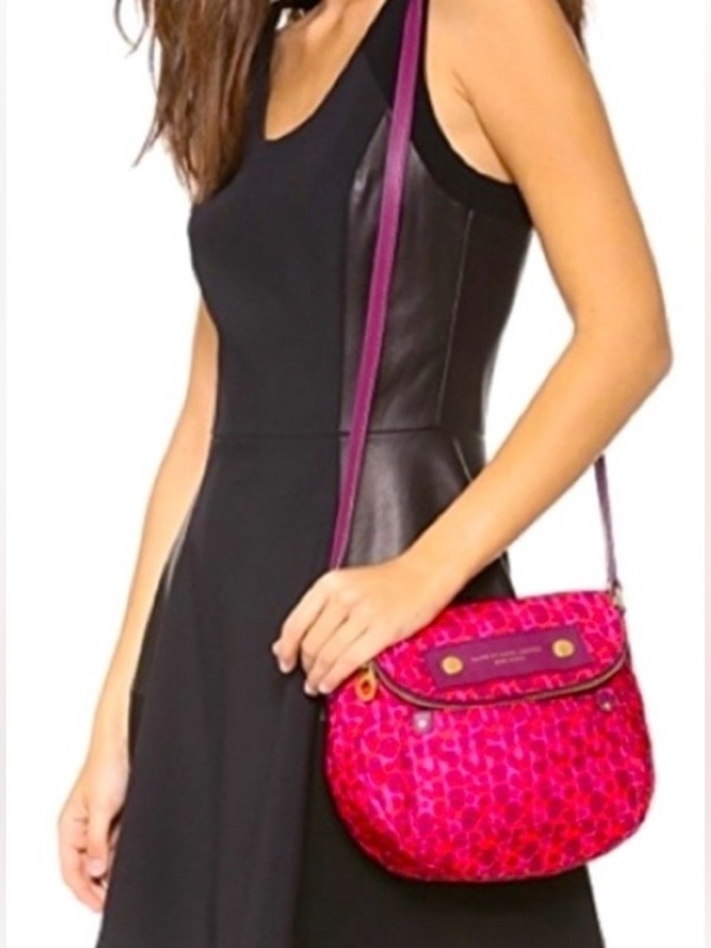 Marc by Marc Jacobs Burgundy and Pink Leopard-Print Nylon Crossbody Bag.  EUC